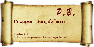 Propper Benjámin névjegykártya